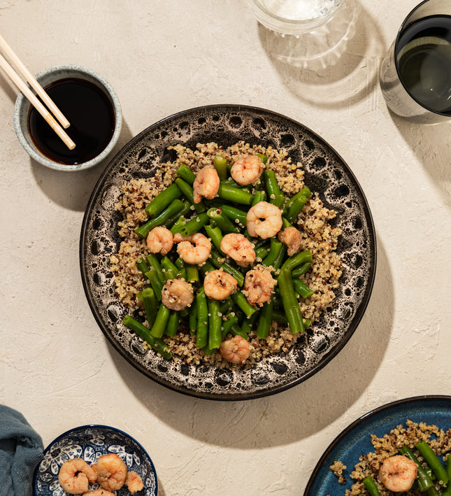 Gezonde maaltijd thuisbezorgd Den Haag Delft Leiden Rotterdam Sport Meal quinoa garnalen sperziebonen