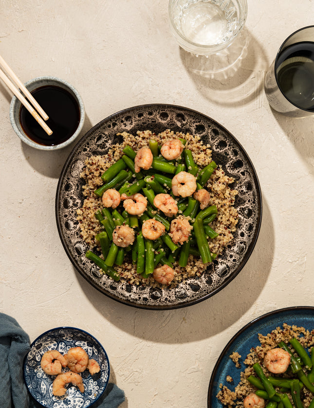 Gezonde maaltijd thuisbezorgd Den Haag Delft Leiden Rotterdam Sport Meal quinoa garnalen sperziebonen